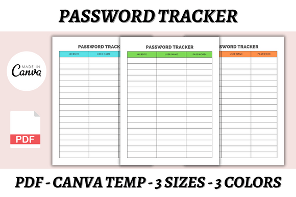 Download Password Tracker Canva Template - Password tracker Collection