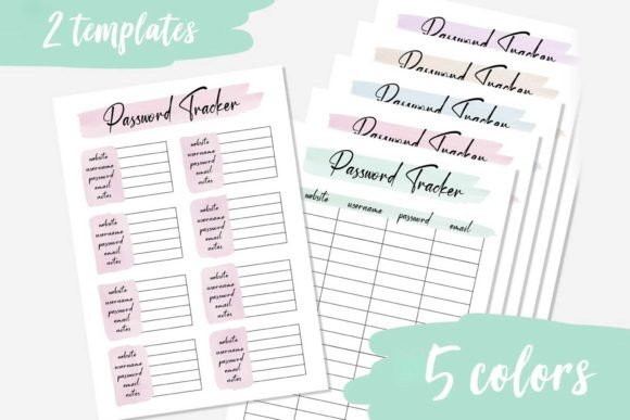 Download Printable Password Tracker, PDF and JPG - Password tracker Collection