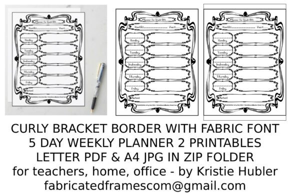 Download Frame Black Fabric Font Weekday Planner - Fabric Collection