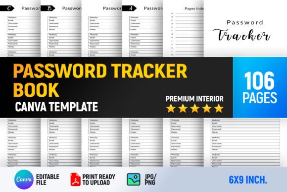 Download Password Tracker Book Canva Template - Password tracker Collection